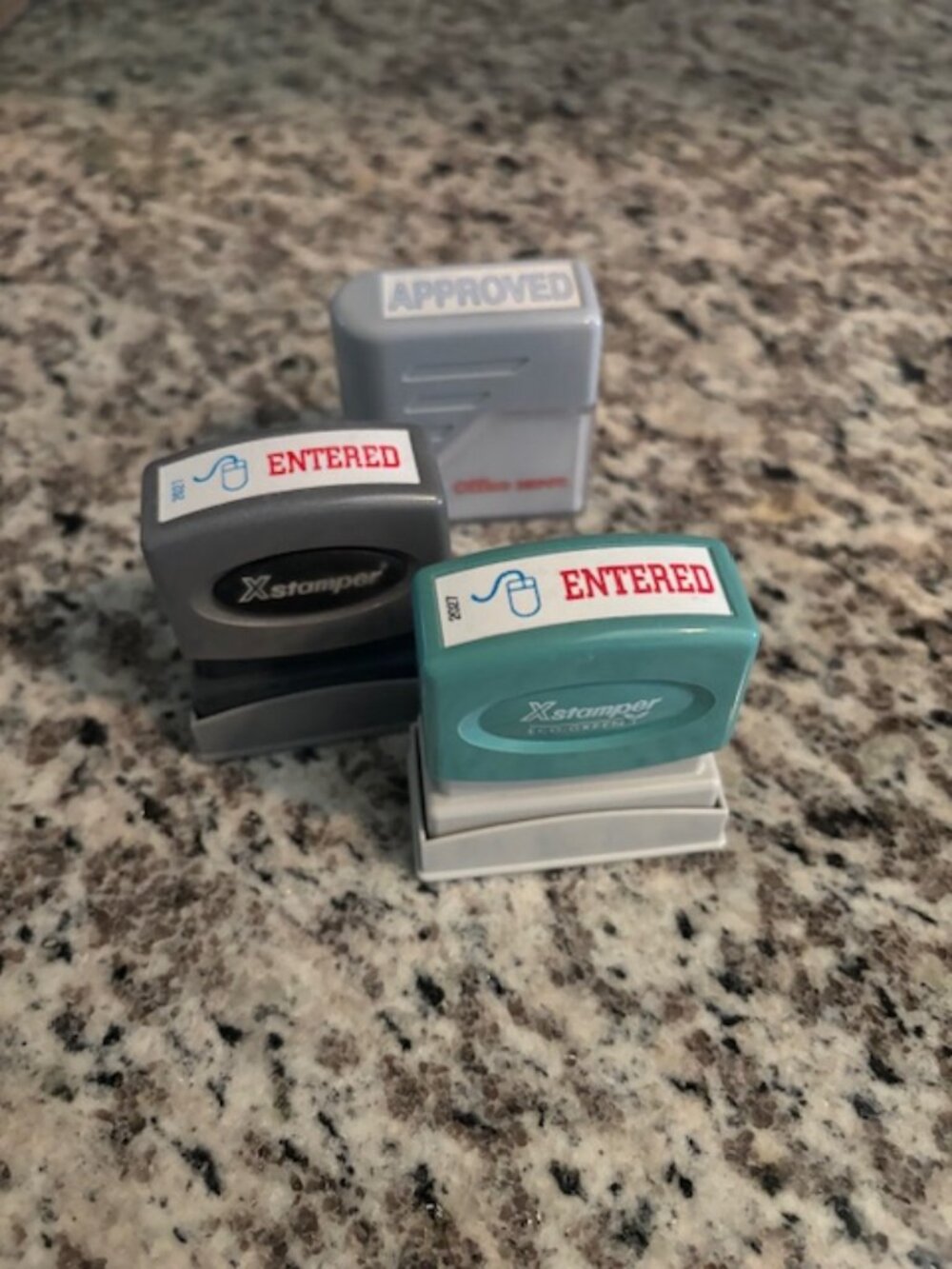 Office Depot "Entered" and "Approved" stamps - SALE!